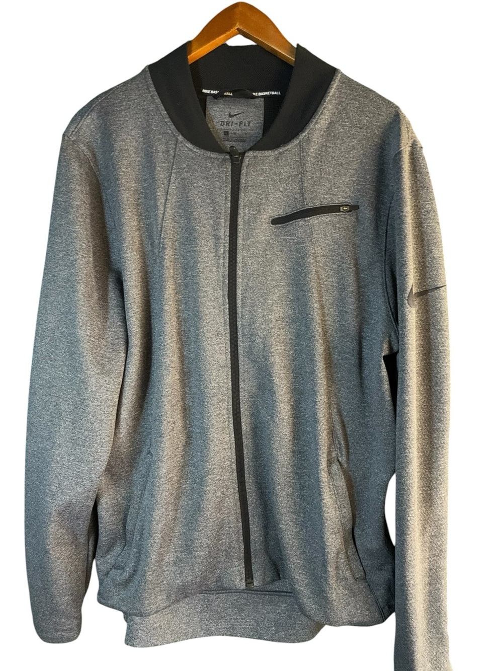 Nike Hyper Elite Basketball Full Zip Jacket Dri-FIT Gray Black Size L